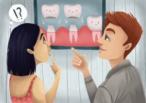 woman asking dental crown question